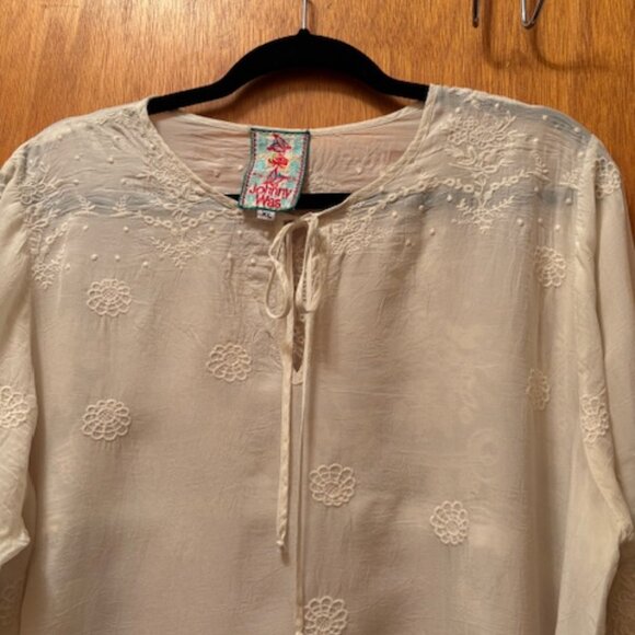 Johnny Was ecru/ivory embroidered top XL - Picture 4 of 6